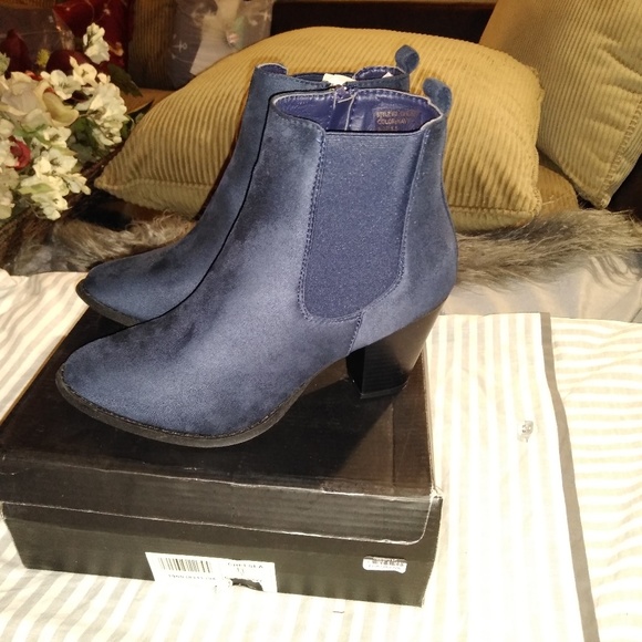 Sociology Shoes - Sociology Navy Blue "Chelsea" Faux Suede Boots
